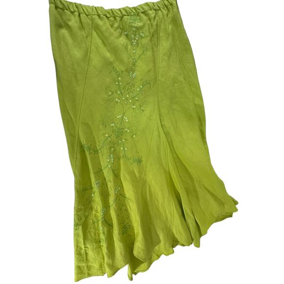 "Sarah Spencer" Linen Embroidered Sequin Skirt Asymmetrical 18W Fairy Whimsical - Picture 1 of 11